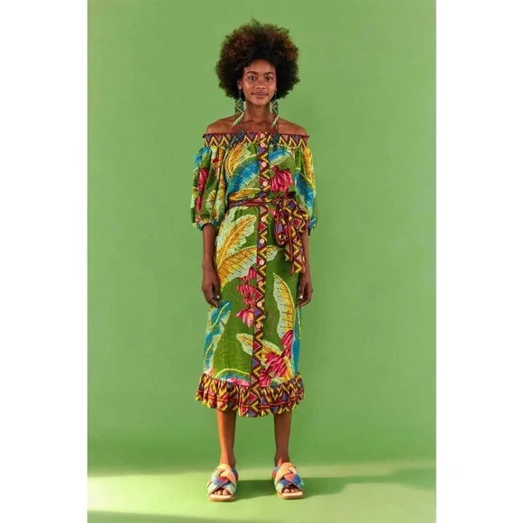chinese dress ladies FARM Rio US Miranda Buckles Maxi Dress in Dark Green